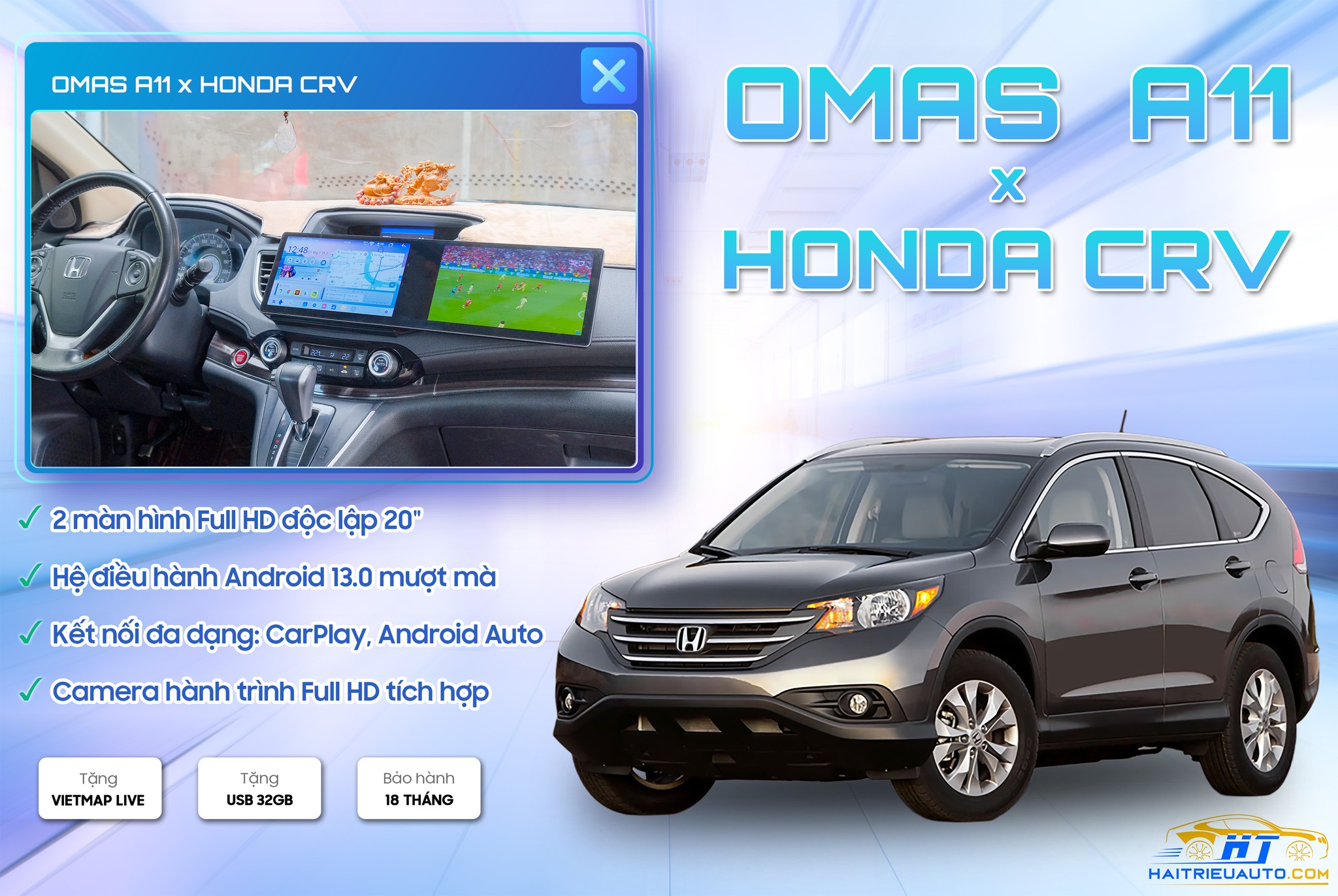 Màn hình android dài Omas A11 xe Honda CR-V 2 Image