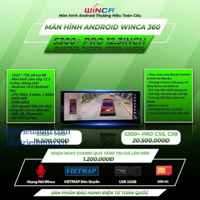 Màn Hình DVD Android Ô Tô Winca S300+ Pro 360 12.3 Inch Thông Dụng