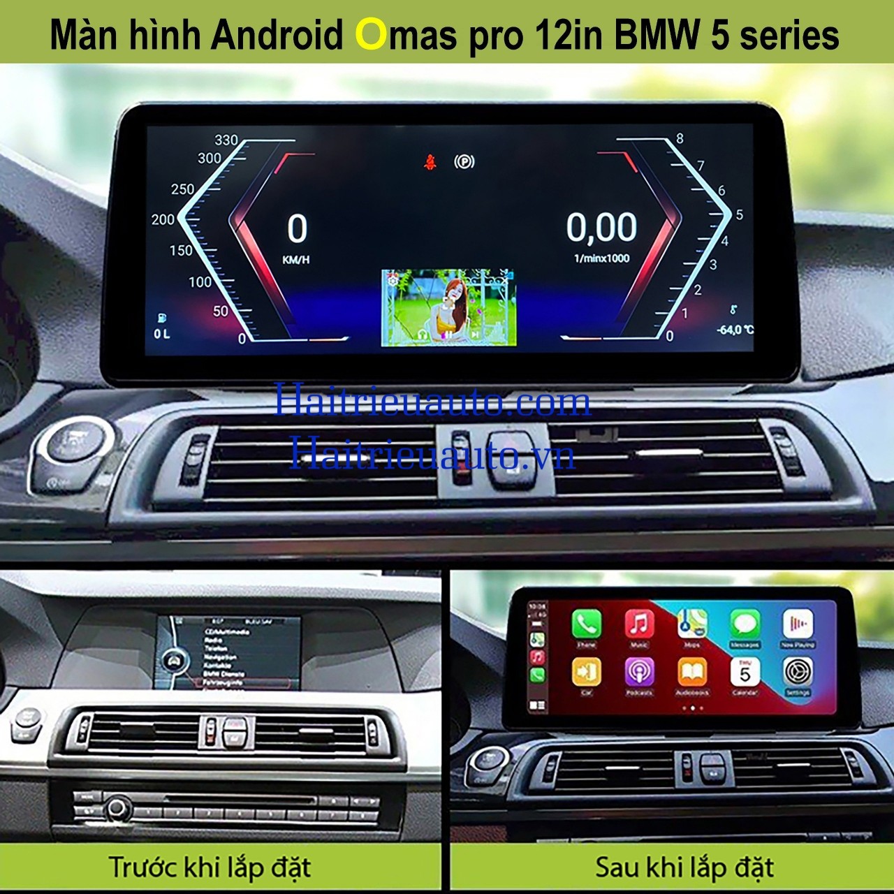 Màn hình android Omas Pro 12 inch xe BMW 520 2 Image