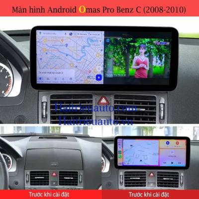 màn hình android Omas 360 xe mercedes C 2008-2010