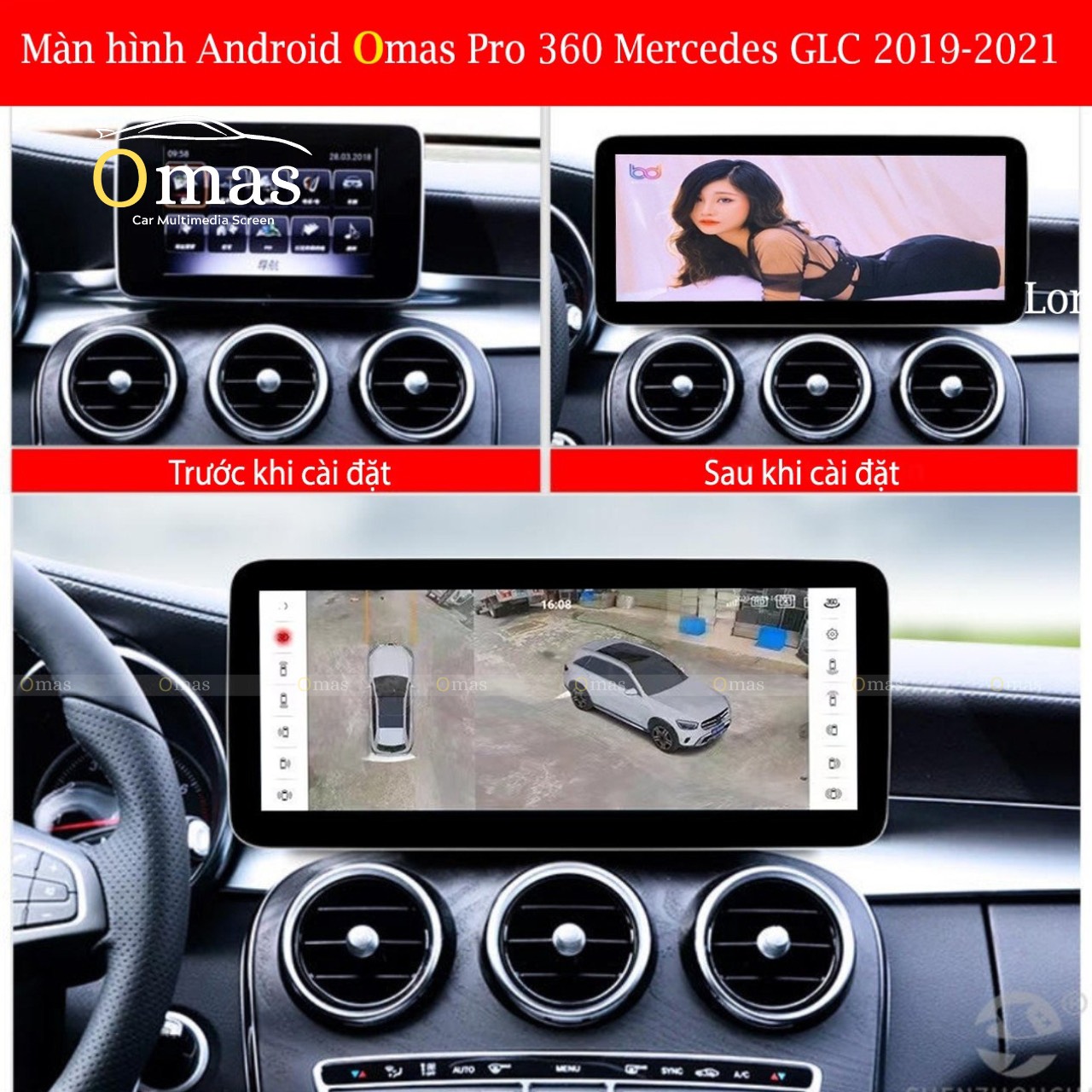 Màn hình android Omas pro 360 xe mercedes GLC 2020 2 Image