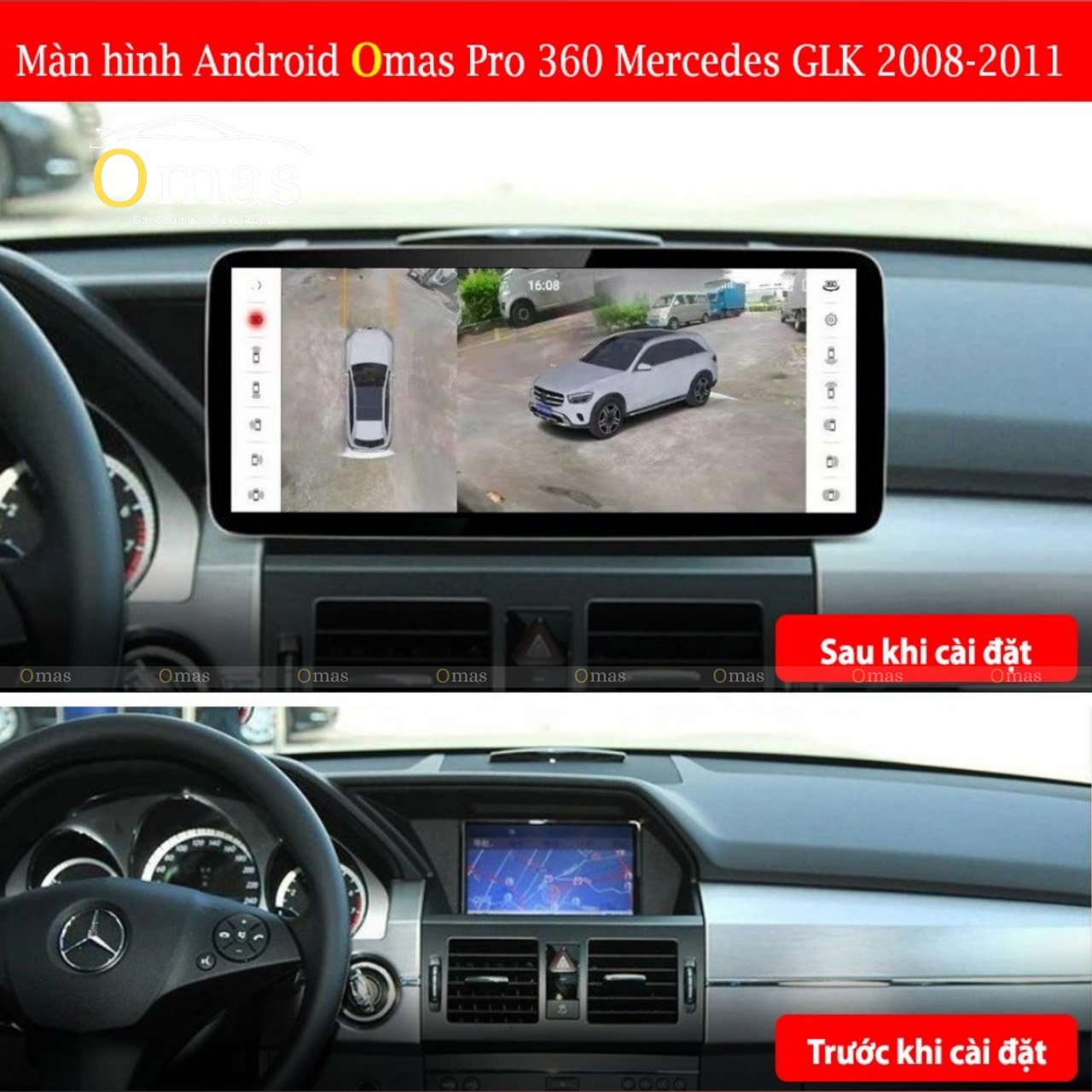 Màn hình android OMas pro 360 xe mercedes GLK 2008-2010 2 Image