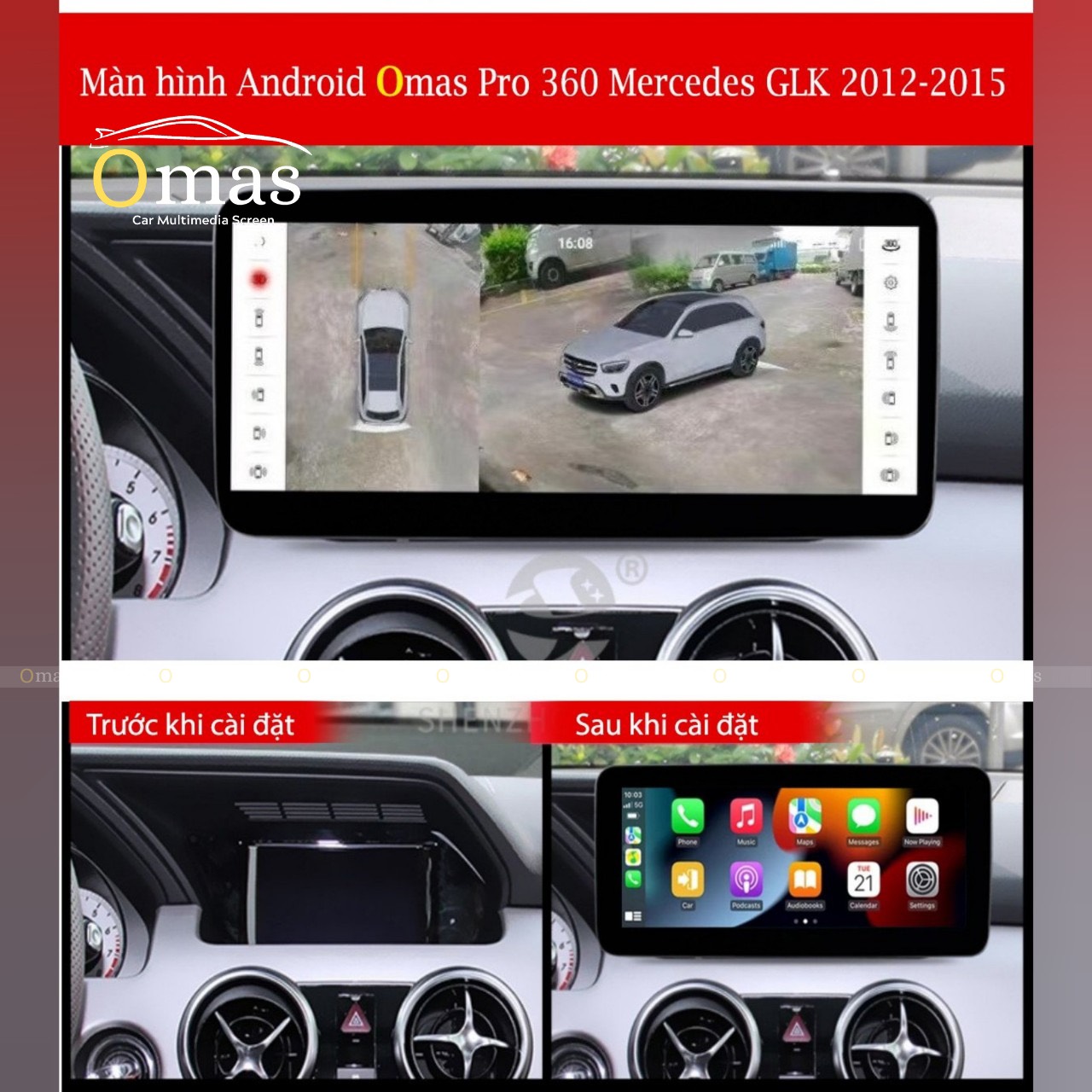 Màn hình android Omas pro 360 xe mercedes GLK 2011-2015 2 Image