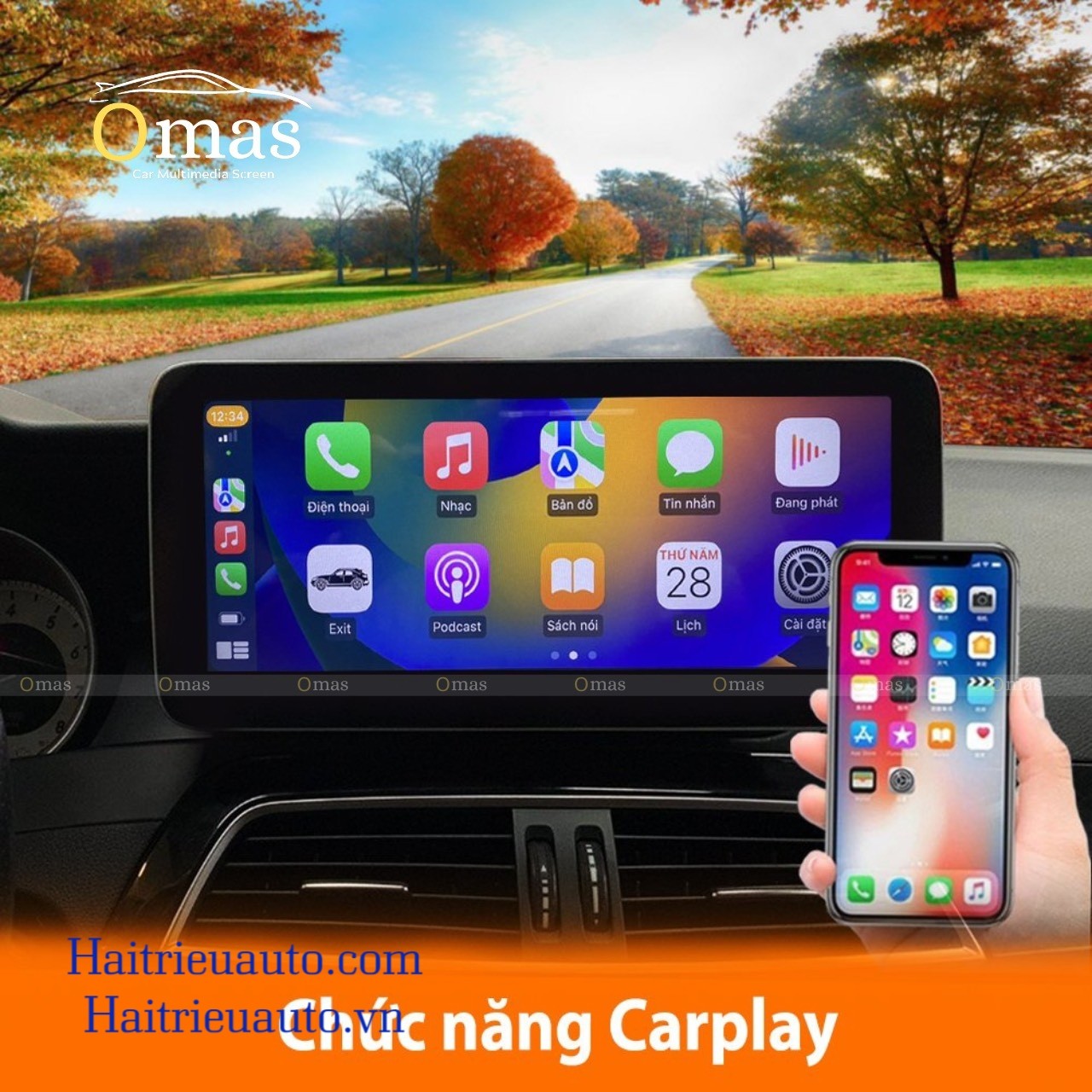 Màn hình android Omas 360 xe mercedes C 2011-2014 6 Image