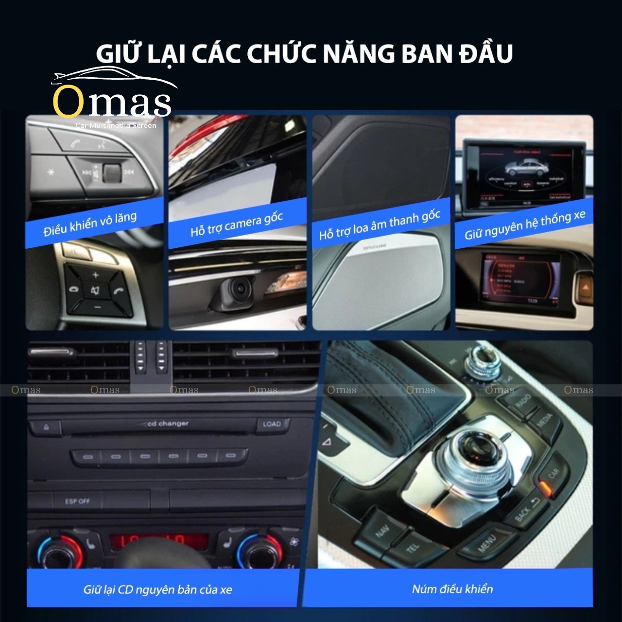 Màn hình android Omas 360 xe Audi q7 2017 3 Image