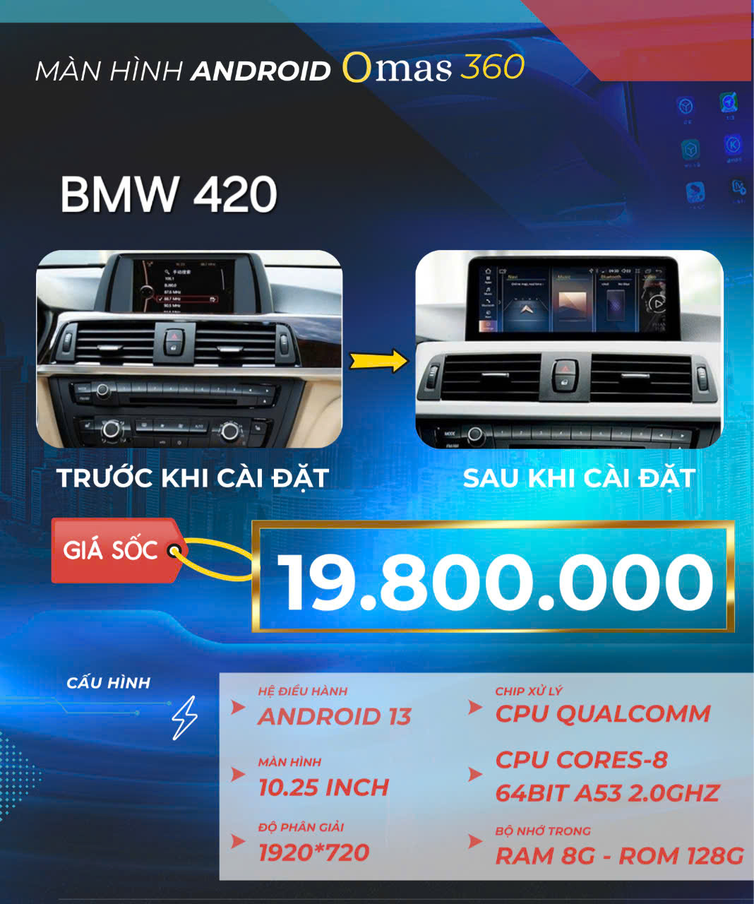 Màn hình android Omas 360 xe BMW 4 series 7 Image